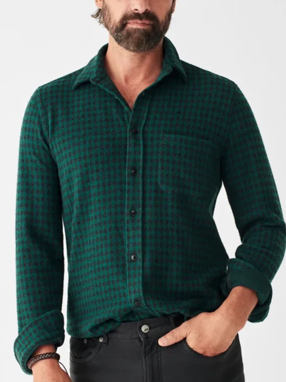 Faherty Legend Sweater Shirt in Forest Charcoal XL